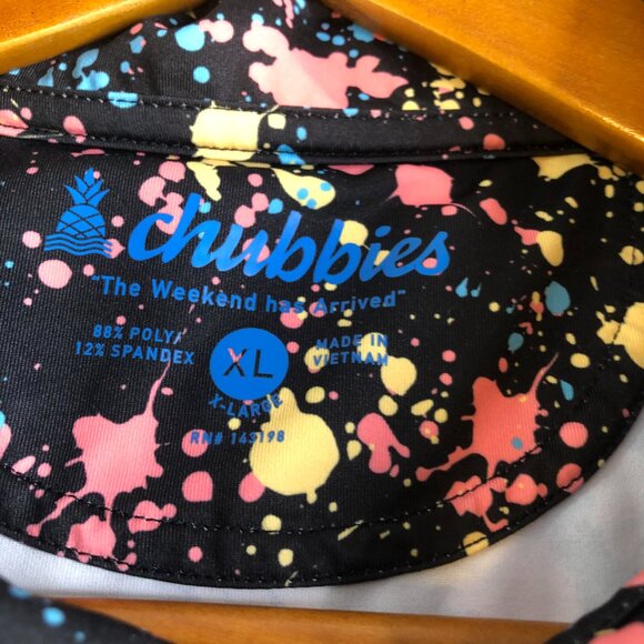 Chubbies Shirt Mens XL Black Paint Splatter Performance Golf Polo Pickleball - Picture 3 of 8